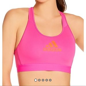 Adidas Alphaskin Medium Impact Sports Bra - hot pink